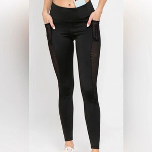 Yelete Active Jersey Mesh Pocket Legging Black size S